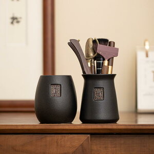 茶道具 黒陶 粗陶 陶器製 六君子セット 本格的 功夫茶道 茶器 茶道ツール お茶淹れ道具 茶さじ 茶挟み 茶筆 茶筒 モダンチャイニーズスタイル 来客用 普段使い 茶会 趣味 ギフト