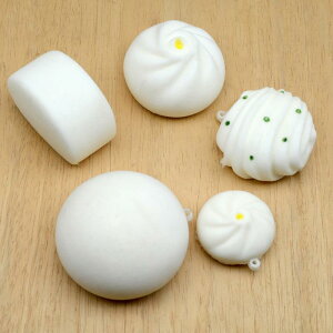 食品サンプル スクイーズ 低反発 中華まん 蒸しパン 花巻 セット かわいい リアル マスコット キーホルダー バッグチャーム スマホチャーム PU素材 ミニチュア おもちゃ(x3)