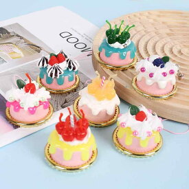 キーホルダー フェイクスイーツ ミニチュアケーキ クリームデコ フルーツ いちご さくらんぼ レモン ブルーベリー 立体 日韓風 かわいい バッグチャーム キーリング 鍵 ポーチ ABS樹脂(x2)