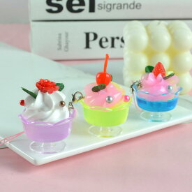 ミニチュア フルーツ クリーム サンデーカップ ケーキ スイーツ 食品サンプル キーホルダー 手作り かわいい バッグチャーム ストラップ