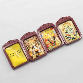 ペンダント 朱砂 天然石 チベット タンカ 四角形 八大守護神 般若心経 ザキラム お守り 開運 厄除け 護符 民族調 ファッション アクセサリー(x2)