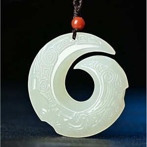 ネックレス 男女兼用 アフガニスタン白玉 翡翠 ペンダント トップ チャーム ホワイト 青白い 普段使い カジュアル シンプル 高級感 和風 オリエンタル 装飾品