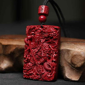 ネックレス メンズ 男性用 関羽 武神 ペンダント トップ 高級感 辰砂 天然石 パワーストーン 金運 開運 財運 お守り 厄除け(x2)