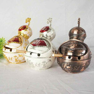 灰皿 ひょうたん型 合金製 縁起物 開運 卓上 インテリア 置物 おしゃれ モダン オブジェ 青古色 紅古色 リビング 玄関 デコレーション(x2)