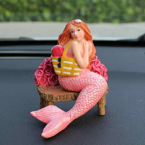 車内装飾品 男女兼用 人魚 マーメイド 美少女 かわいい 個性的 おしゃれ モダン センターコンソール ダッシュボード 車載インテリア 樹脂製 オブジェ カーアクセサリー