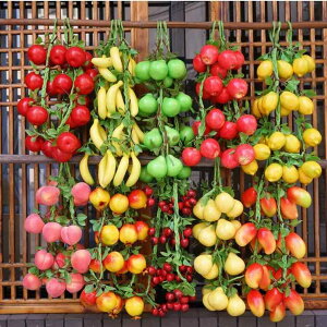 食品サンプル フェイク野菜 リアル 精巧 唐辛子 トウモロコシ ニンニク ナス カボチャ 麻ひも 吊るし飾り 飲食店 レストラン 農家風 インテリア 店舗装飾 ディスプレイ オブジェ 壁掛け