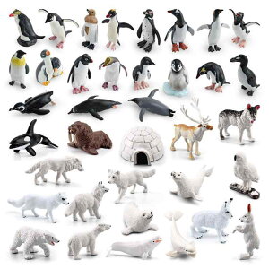 動物フィギュア リアルな 極地動物 ペンギン ホッキョクグマ トナカイ アザラシ ホッキョクギツネ イグルー ミニチュア 精巧な かわいい 置物 インテリア コレクション PVC素材 子供 キッズ