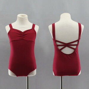 レオタード キッズ 女の子 大人 バレエ ダンス 練習着 レッスン 発表会 体操服 キャミソール ストラップ 綿 コットン 伸縮性 吸湿速乾 ワインレッド ロイヤルブルー バイオレット