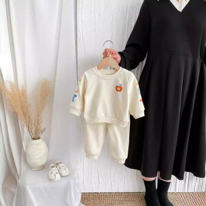 セットアップ キッズ 女の子 ベビー スポーツウェア スウェット トレーナー 上下セット 韓国風 おしゃれ 綿 薄手 春秋 長ズボン カジュアル アプリコット