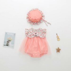 ロンパース 女の子 ベビー 新生児 かわいい プリンセス カバーオール 綿100% 半袖 取り外し可能フード付き 薄手 春夏秋 お出かけ着 お宮参り ピンク グリーン パステルカラー(x2)