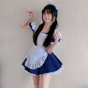 コスプレ衣装 レディース 天使メイド 紺色ワンピース ロリータドレス かわいい 甘ロリ フリル リボン クラシカルデザイン 女性用 イベント パーティー 仮装 撮影会 ポリエステル素材
