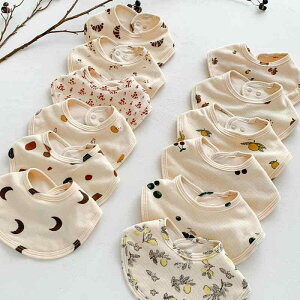 スタイ ベビー よだれかけ 新生児 赤ちゃん 吸水性 柔らか 綿100% ダブルガーゼ 北欧風 プリント柄 おしゃれ 男女兼用 オールシーズン ビブ(x2)