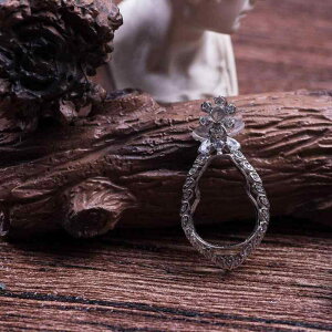 ペンダントトップ S925シルバー ミニひょうたん型 空枠 石なし 翡翠デザイン プラチナカラー 電気メッキ加工 シンプル ハンドメイドパーツ(x2)