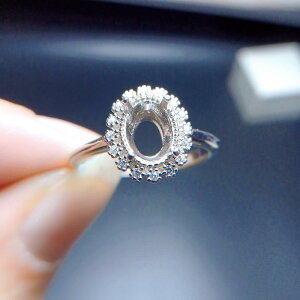 指輪 レディース S925シルバー フリーサイズ 楕円形 空枠 5x7mm オーバル型 18Kホワイトゴールドメッキ ファッション カジュアル 普段使い ナチュラル ホワイトシルバー