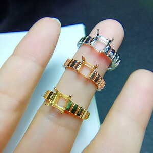 指輪 レディース S925シルバー 空枠 面取り 正方形 6x6mm 電気メッキ加工 プラチナカラー ローズゴールド イエローゴールドカラー フリーサイズ