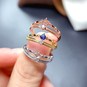 指輪 女性用 S925シルバー 18Kホワイトゴールドメッキ ローズゴールド ゴールドカラー 空枠 丸型 フリーサイズ 3mm 4mm 5mm対応 上品 シンプル ファッションリング プレゼント ギフト(x2)