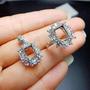 ジュエリー レディース S925シルバー ライトラグジュアリー 指輪 ペンダント セット 空枠 八角形 長方形 6*8mm 18Kホワイトゴールドメッキ ローズゴールドメッキ イエローゴールドメッキ