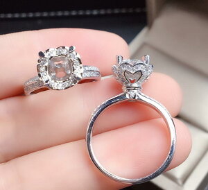 指輪 空枠 レディース S925シルバー 18Kホワイトゴールドメッキ モアッサナイト 1カラット ラウンド6.5mm 精密加工 シンプル 上品 エレガント 高輝度 普段使い パーティー ギフト