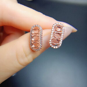 ピアス レディース 女性用 シルバー925 純銀 プラチナメッキ ローズゴールドメッキ 楕円形 オーバル 多石セッティング用 空枠 かわいい フェミニン エレガント