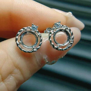 空枠 ピアス レディース S925シルバー 18Kホワイトゴールドメッキ ローズゴールドメッキ シンプル 上品 丸型 石座 3 4 5 6mm デイリーユース(x2)