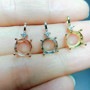 ペンダントトップ S925 シルバー 空枠 8mm ラウンド ストーンセッティング レディース シンプル アクセサリー ホワイトゴールド ローズゴールド イエローゴールド カラー