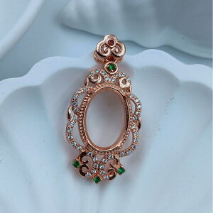 アクセサリーパーツ 925シルバー製 カルセドニー 用 ペンダント 空枠 DIY ハンドメイド ロングネックレス エスニック レトロ 中国風 電気メッキ加工