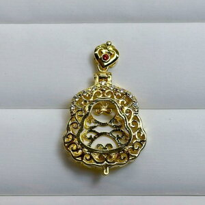 ジュエリーパーツ レトロ アンティーク 中国風 民族風 S925シルバー製 仏モチーフ 開閉式 透かし細工 ペンダント空枠 ゴールドカラー DIY素材
