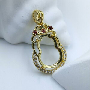 アクセサリーパーツ 中国風 レトロ 瓢箪 ジルコニア 埋め込み 銅製 空枠 DIY ハンドメイド ペンダント チャーム キーホルダー 服飾用 電気メッキ加工