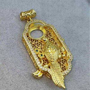 アクセサリーパーツ 中国風 ゴールドカラー ペンダントトップ 空枠 ネックレスチャーム DIY ハンドメイド 電気メッキ加工 吉祥文様