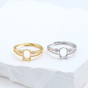 指輪 女性用 S925 シルバー 純銀 空枠 リング台 アンバー ターコイズ 裸石用 ハンドメイド DIY サイズ調整可能 フリーサイズ プラチナカラー ゴールドカラー 電気メッキ