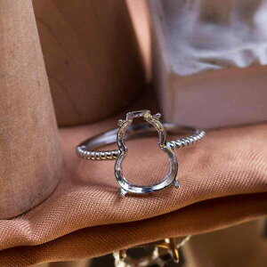 指輪 空枠 はめ込み レディース 女性用 S925純銀 空枠 開口式 ひょうたん DIY 手作り 宝石 翡翠 琥珀 普段使い カジュアル シンプル 電気メッキ加工 アクセサリー ジュエリー