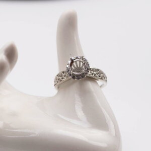 指輪 空枠 はめ込み レディース S925 シルバー DIY フリーサイズ クラウンモチーフ 裸石 宝石 翡翠 カルセドニー セッティング用空枠 韓国風