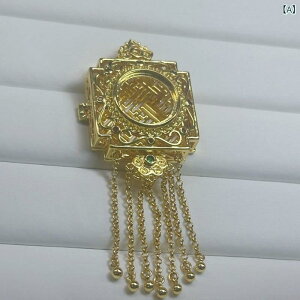 ペンダント DIY アクセサリーパーツ 中国風 レトロ 宮廷 漢服 襟飾り ブローチ タッセル 金嵌玉 カルセドニー 空枠 ロングネックレス 電気メッキ加工