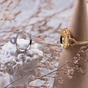 指輪 空枠 レディース フリーサイズ オープンリング S925シルバー 電気メッキ加工 翡翠 楕円形 円形カボション シンプル クール ゴールドカラー プラチナカラー 幾何学デザイン