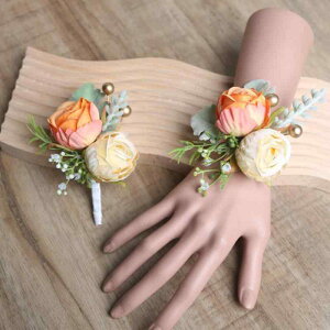 コサージュ ローズ リストブーケ ヨーロピアン 結婚式 ウェディング 新郎 新婦 ブライズメイド フォーマル アクセサリー 手作り 布製 パーティー ビジネス 式典 イベント 撮影 襟元 手首飾り