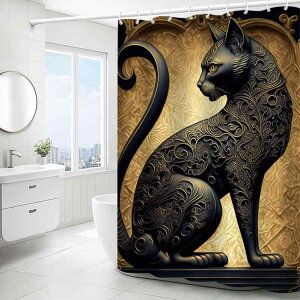 シャワーカーテン ポリエステル 防水 はっ水 3Dデジタルプリント ネコ柄 猫 かわいい アニマル バスルーム 目隠し 間仕切り