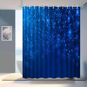 シャワーカーテン クリスマス 雪の結晶 デジタルプリント 防水 ポリエステル アメリカンスタイル 免打孔 バスルーム用 おしゃれ かわいい