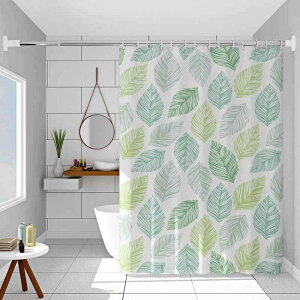 シャワーカーテン 防水 防カビ PEVA素材 バナナリーフ柄 ボタニカル 間仕切り 目隠し 浴室 洗面所 脱衣所 キッチン 寝室 おしゃれ モダン