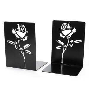 ブックエンド 学生用 薔薇デザイン 金属製 レトロ シンプル おしゃれ 本立て 卓上 デスク収納 整理整頓 インテリア