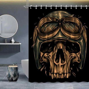 シャワーカーテン 浴室カーテン 防水 ウォータープルーフ 3Dプリント スカル柄 ポリエステル製 おしゃれ バスルーム用
