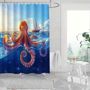 シャワーカーテン バスカーテン ポリエステル 防水 デジタルプリント おしゃれ 浴室 間仕切り 高級感 多色展開 バスルームインテリア 取り付け簡単