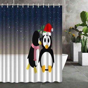 シャワーカーテン かわいい ペンギン柄 アニマル柄 防水 ポリエステル デジタルプリント 浴室 バスルーム用 簡単設置 インテリア おしゃれ