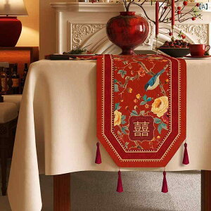 テーブルランナー 結婚式 ウェディング 披露宴 お祝い 防水 リネン調 布製 喜文字 赤 上品 高級感 ダイニングテーブル 食卓 リビング棚 テレビ台 八角形カバー