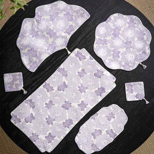 茶席 新中華風 ライトラグジュアリー 高級感 手織り 錦織り 布製 防水 両面 リバーシブル 一人用 ティーマット テーブルマット 来客用 紫