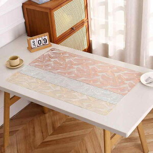テーブルマット ランチョンマット テーブルランナー リーフ柄 防水 撥水 PVC製 高級感 北欧 モダン 食卓用 円形 変形 シルバー ゴールド ローズゴールド