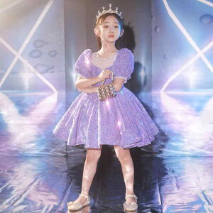 キッズ 女の子 ドレス プリンセスライン フォーマル 結婚式 誕生日 発表会 ピアノ 演奏会 ステージ衣装 お呼ばれ 華やか パープル ポリエステル