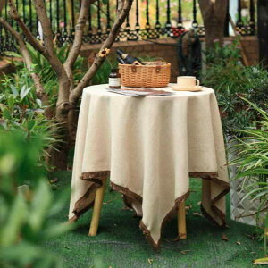 テーブルクロス モダンチャイニーズ 禅スタイル 和風 レトロ調 円形 長方形 食卓カバー 綿麻生地 撥水加工 防汚 お手入れ簡単 茶系色 ダイニング リビング 茶卓