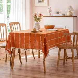 テーブルクロス 長方形 綿麻 ストライプ柄 立体刺繍 花柄 食卓カバー ダイニング リビング おしゃれ シンプル ナチュラル 和風 滑り止め 耐久性 防塵 デコレーション 多色展開
