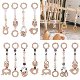 プレイジム ベビー 赤ちゃん 乳幼児 子供用 ブナ材 シリコン製 歯固め おもちゃ ゾウ 小鳥 モビール 4点セット 知育玩具 室内遊具 出産祝い ギフト 部屋装飾 インテリア かわいい(x3)