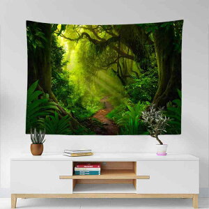 タペストリー 壁掛け 原始林 海洋風景 レンガ調 3Dデジタルプリント 背景布 ポリエステル 北欧スタイル インテリア 飾り リビング 寝室 部屋 模様替え